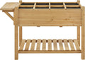 Herb Garden Planter Outdoor Wood Standing Garden Bed,Light Brown | 49 x 22 x 32 in with 8 Planting Pockets, Foldable