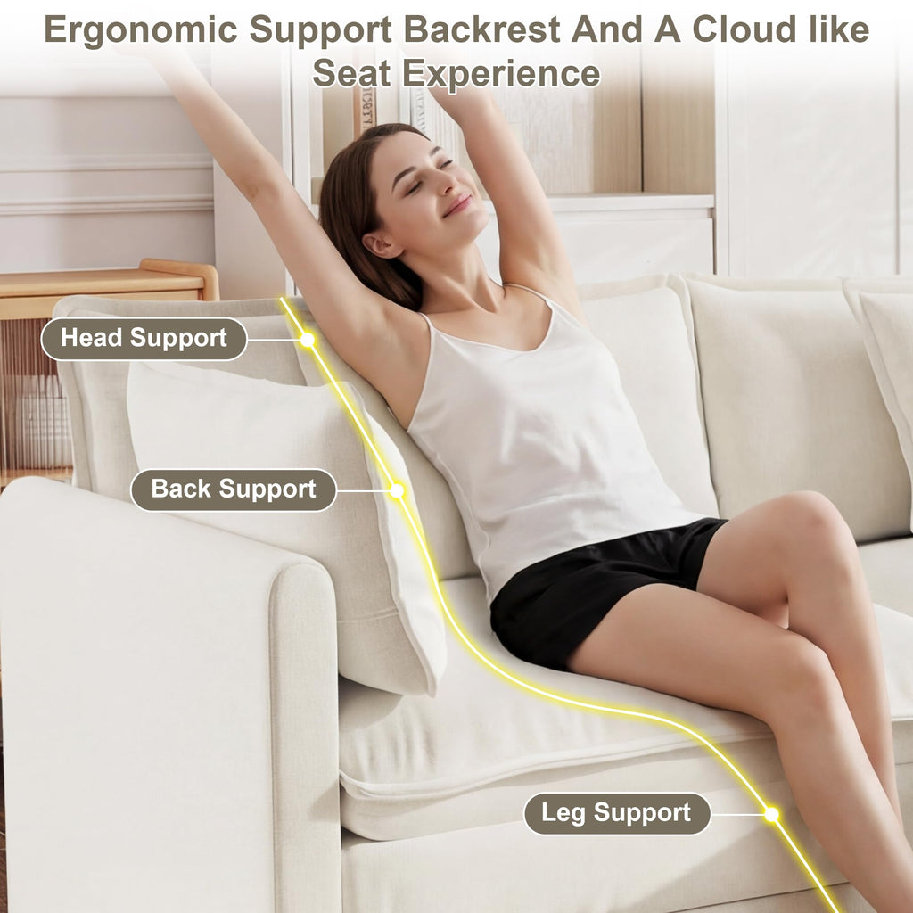147" Modular Sectional Sofa, U Shaped Sectionals Cloud Couch, Beige