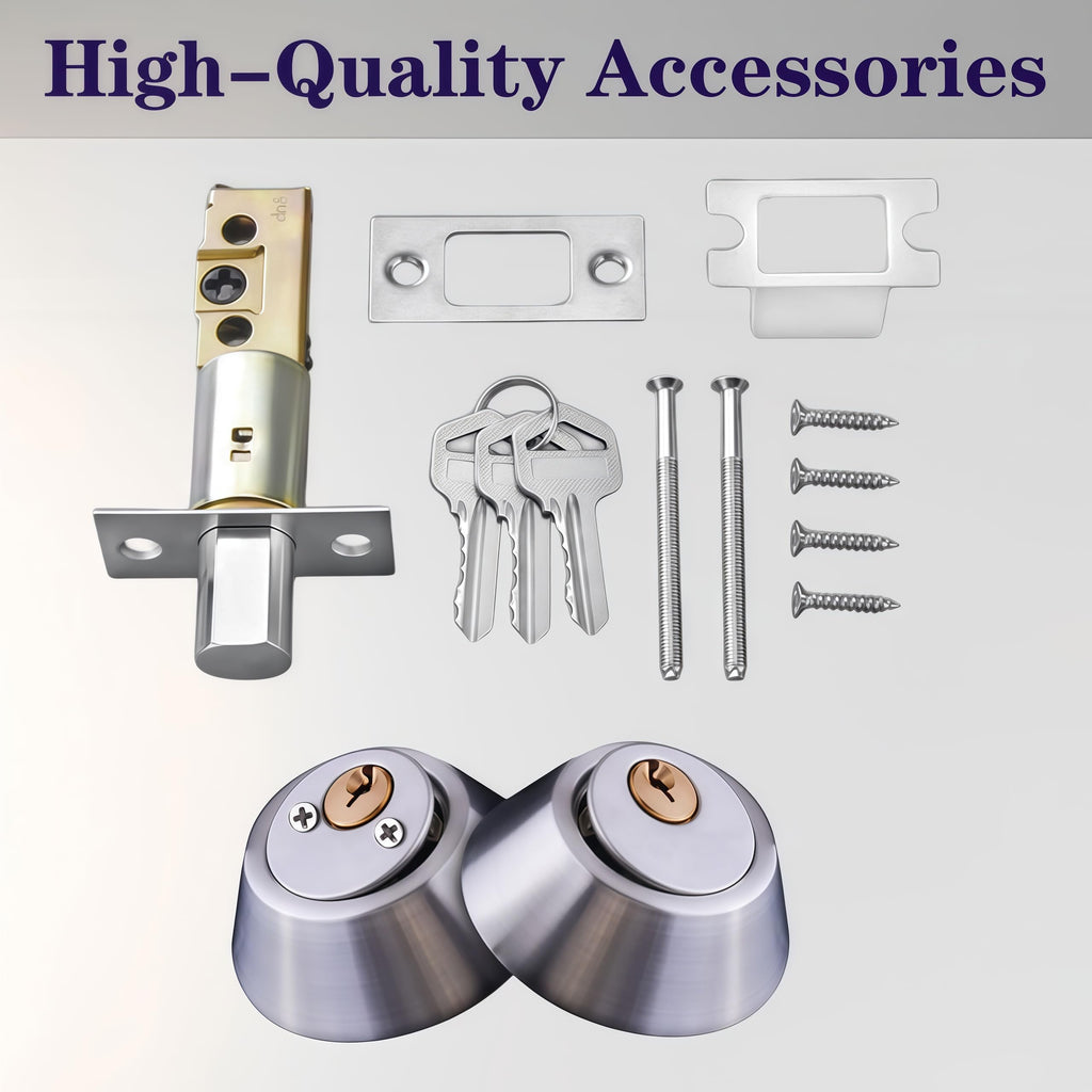 Silver Steel Double-Head Cylinder Deadbolt, keyed 2 Sides