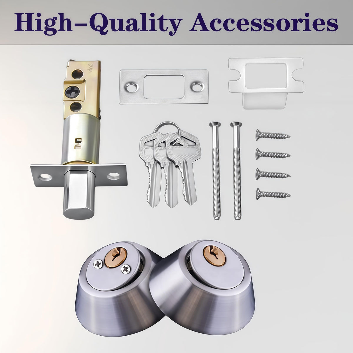 Silver Steel Double-Head Cylinder Deadbolt, keyed 2 Sides
