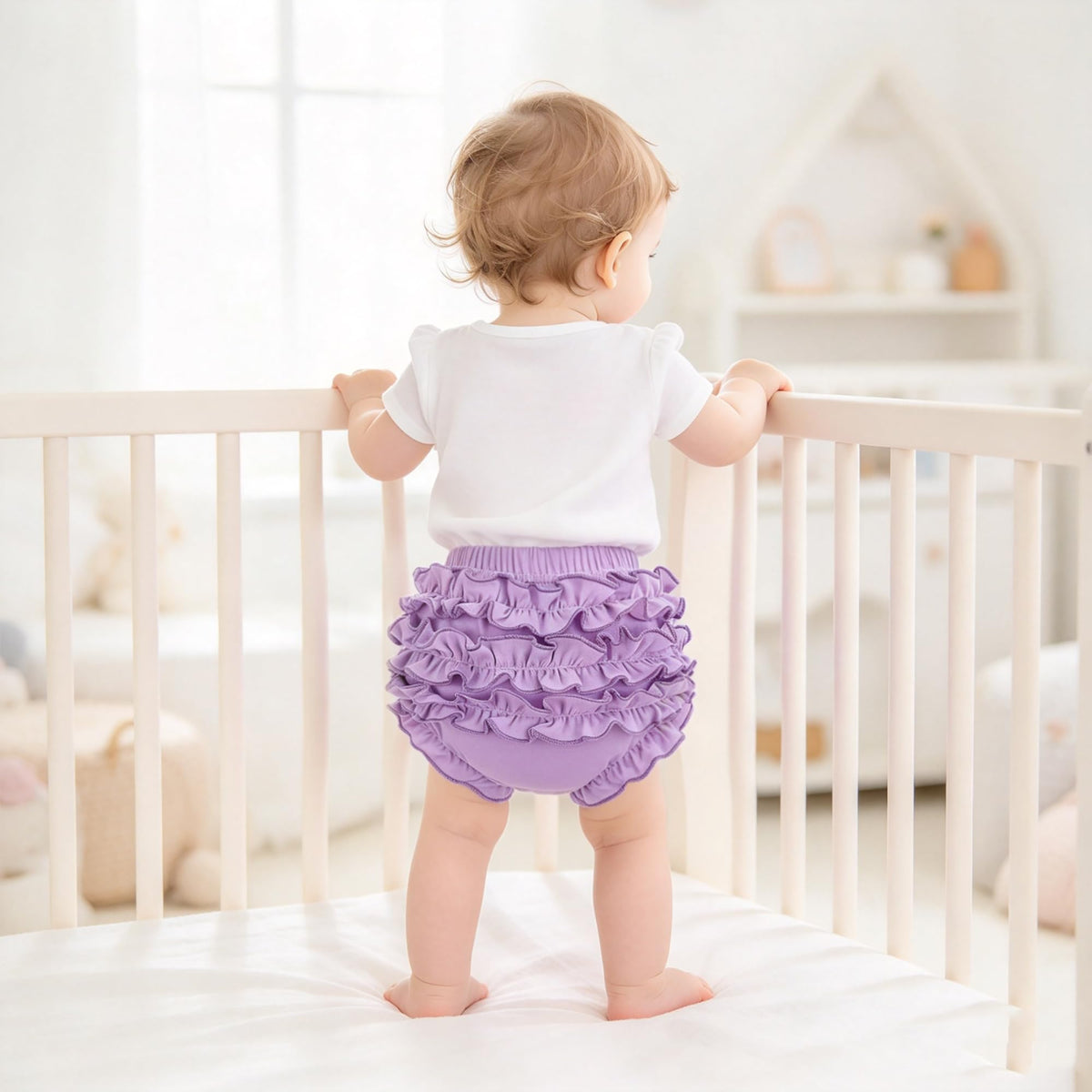 5 Pack Ruffle Diaper Cover - Baby Bloomers, Cute Cotton Baby Girl Shorts,Briefs- Panties for Toddler Girls