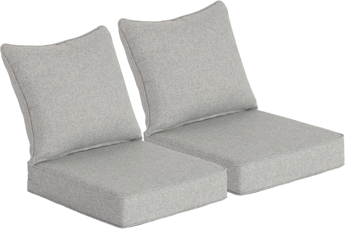 24x24 Inch Outdoor Deep Seat Cushions Set of 2,Thick High-Density Foam, Water-Resistant, Piped Edges & YKK Hidden