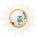 Large Gold Spoked Sunburst Wall Mirror Boho Home Decor Round Wall Art Mirror Modern Metal Mirrors for Wall Living