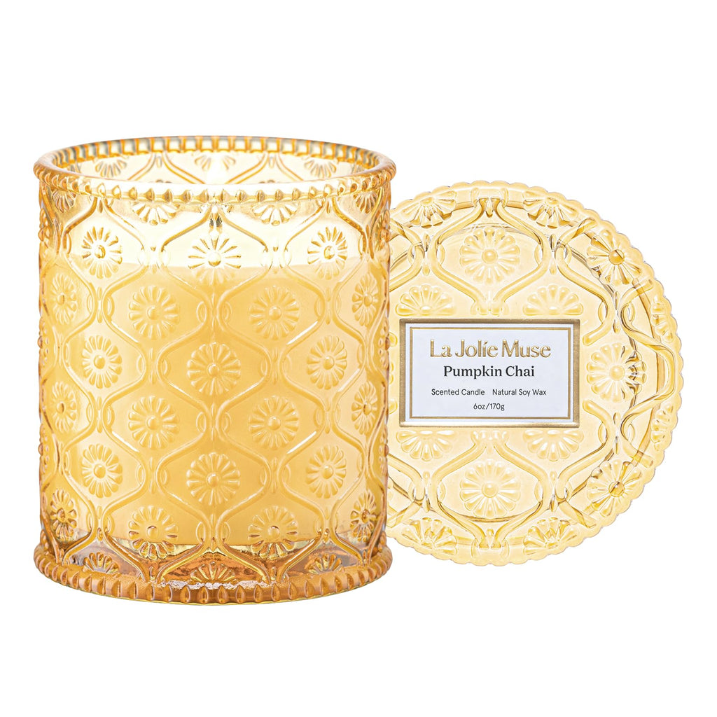 Pumpkin Chai Scented Candles, Natural Soy Wax 40Hrs