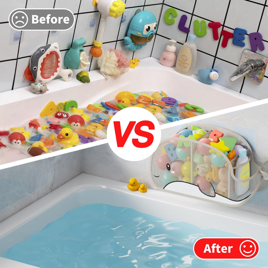 Quick-Drying Baby Bath tub Toy Organizer Storage, Large-Capacity mesh Bath Toy Holder for Bathtub, Convenient for