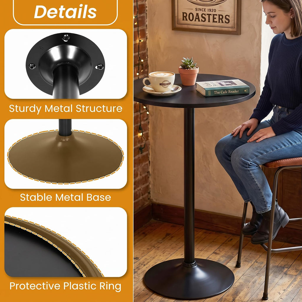 2 Pack Bar Table 40" Height Round Pub Table Modern Kitchen Dining Table Sturdy Metal Base&Solid MDF Top, Space-Saving