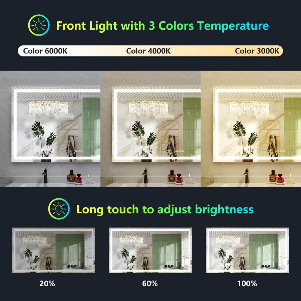 65x36 LED Bathroom Mirror with Lights, RGB Backlit Lighted Mirror
