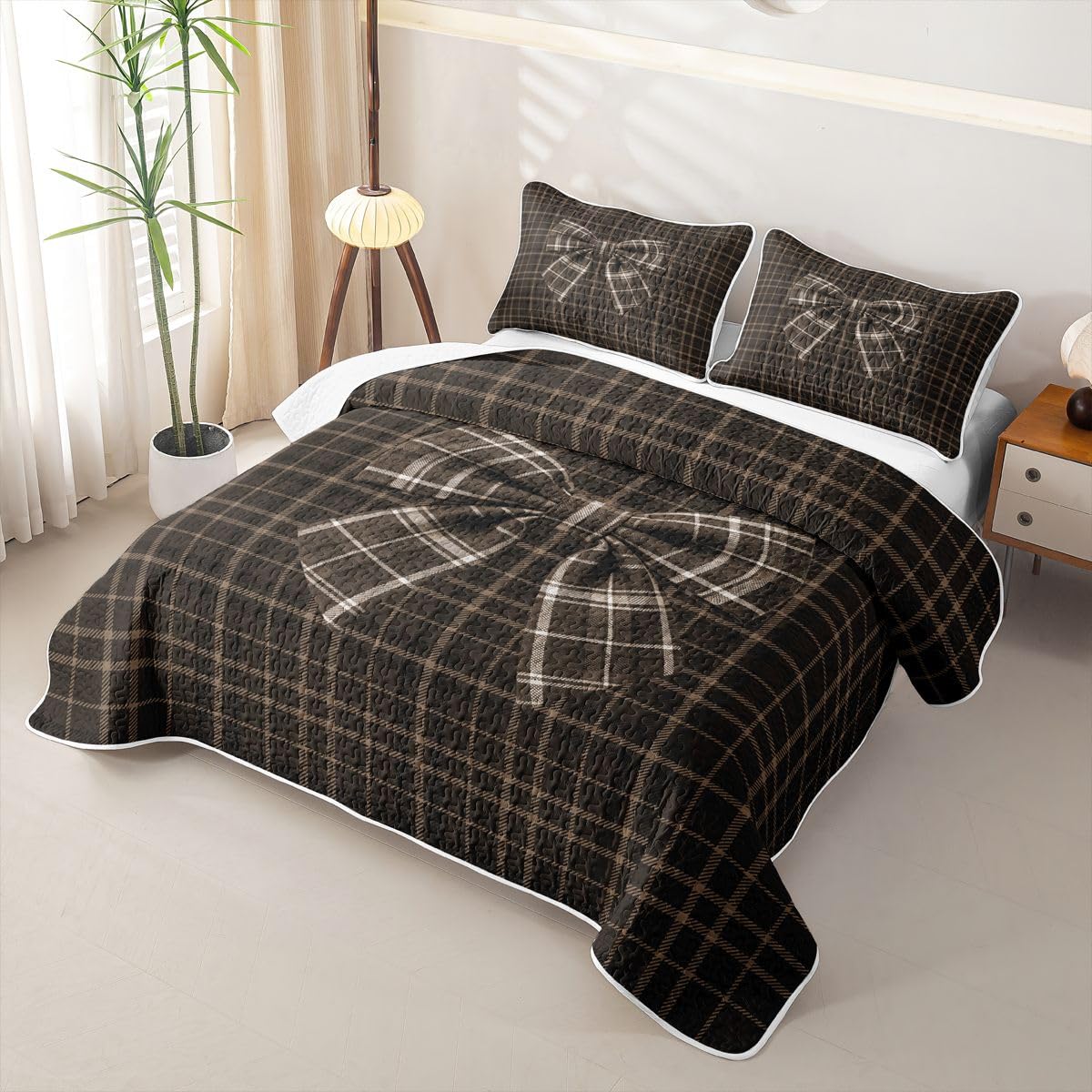 Checkered Bow Quilt Set Full