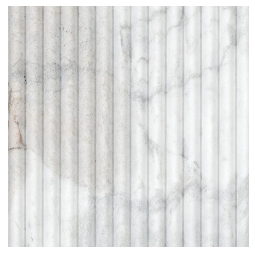 Ribbed Elegance 12x24 Honed Fluted Marble Wall Tile - Natural Stone for Shower, Fireplace, Bathroom Accent