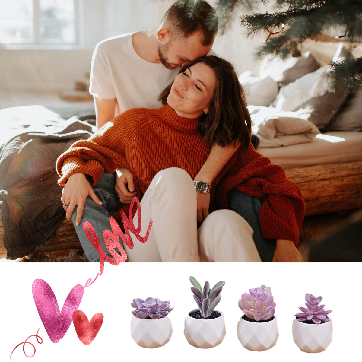 Fake Succulent Plant Set Desk Plants Faux Succulents Pots Mini Purple Decor