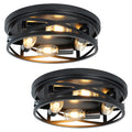 4-Light Flush Mount Ceiling Light Fixture, Farmhouse Ceiling Lights, Modern Black Close to Ceiling Light Bedroom