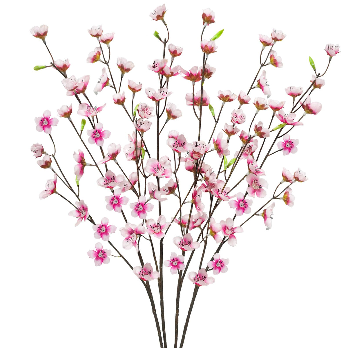 4pcs Artificial Cherry Blossom Flowers 28'' Tall Silk Cherry Blossom Branches Faux Pink Peach Stems for Wedding Home