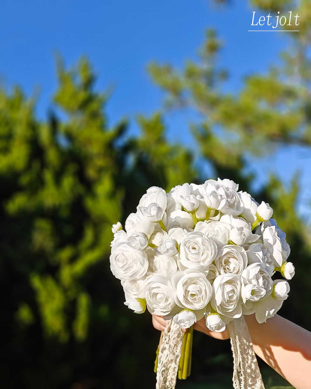 Ranunculus White Silk Flowers, 18 Pcs