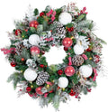 30 Inch Pre-Lit Artificial Christmas Wreath, Frosted Wonderland