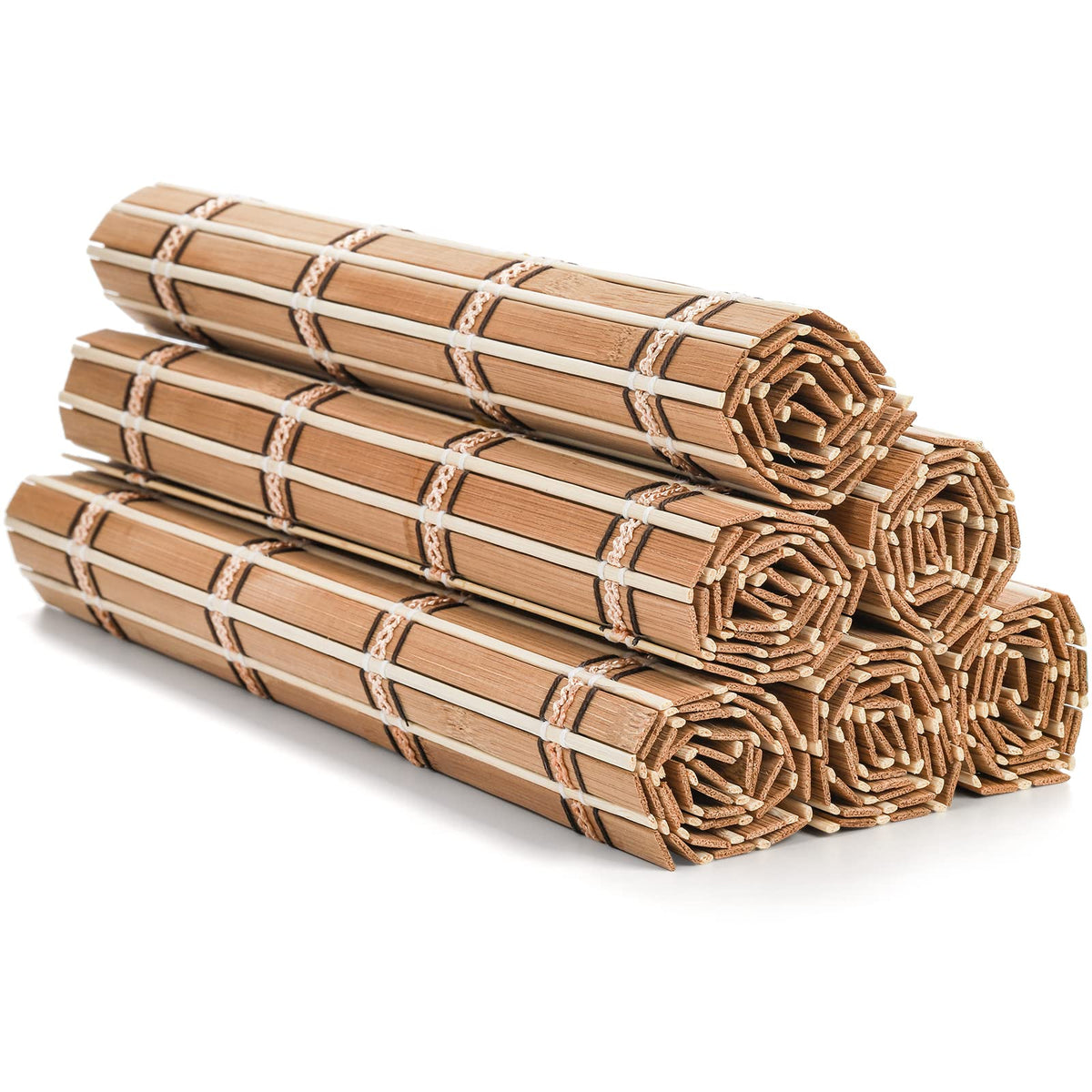 8 Pack Natural Bamboo Placemats, Rustic Anti-Slip and Heat-Resistant Table Mat , Dinning Room, Table Protection