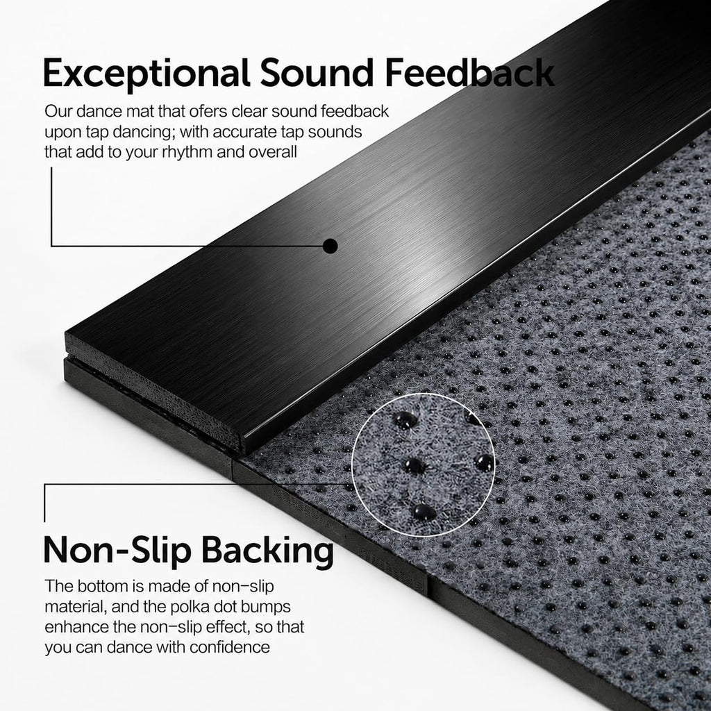 Foldable Tap Dance Floor, Portable Tap Board, 47.8"x38.5"-Black