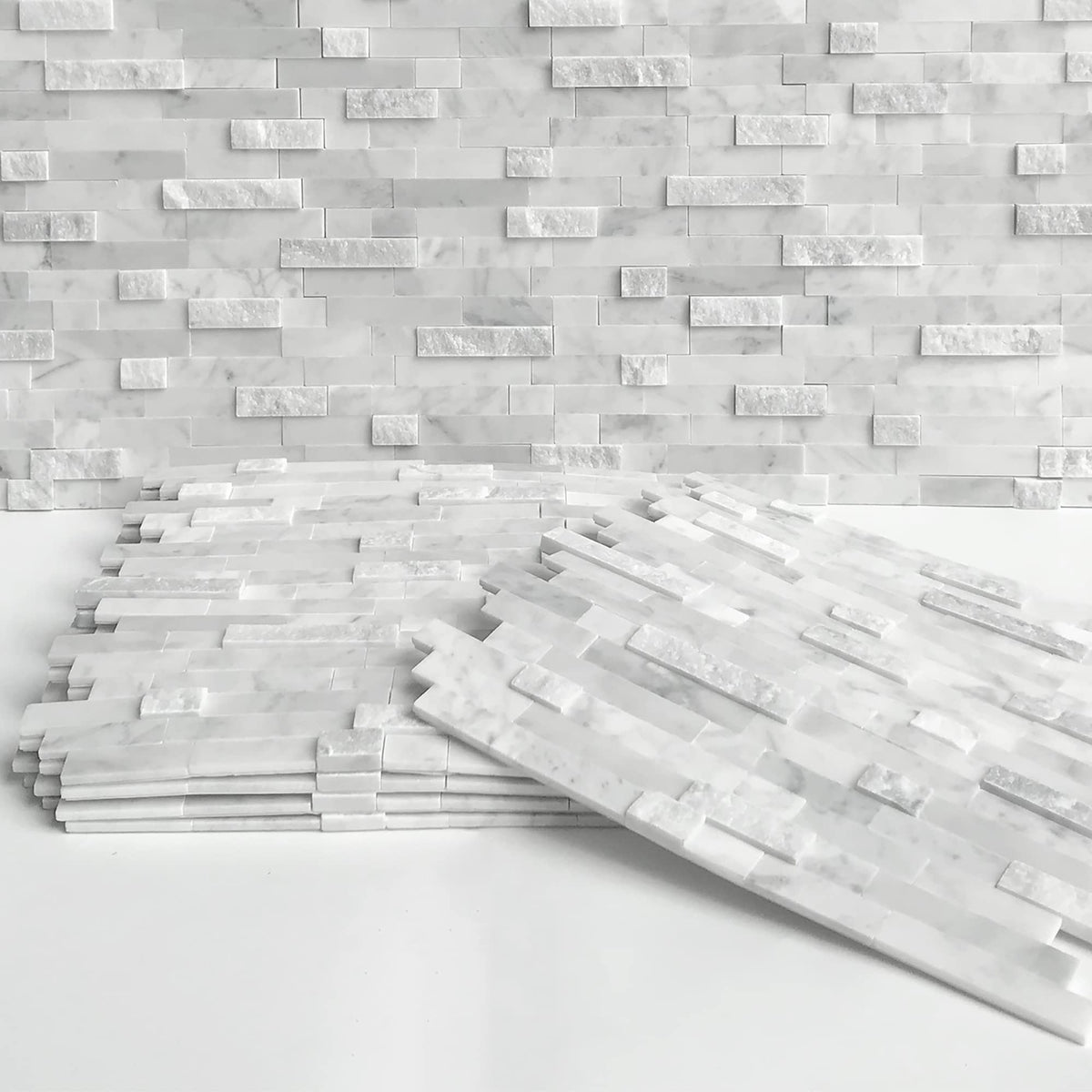 5-Sheet Peel and Stick Mosaic Natural 3D Stone Self Adhesive Marble Tiles, 11.5" x 10.7" Stick on Backsplash Bathroom