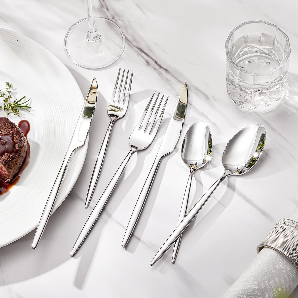 36 Piece Silverware Set for 6 with Steak Knives, 18/10 Stainless Steel