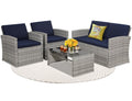 4 Piece Patio Furniture Set, Outdoor Wicker Conversation Set