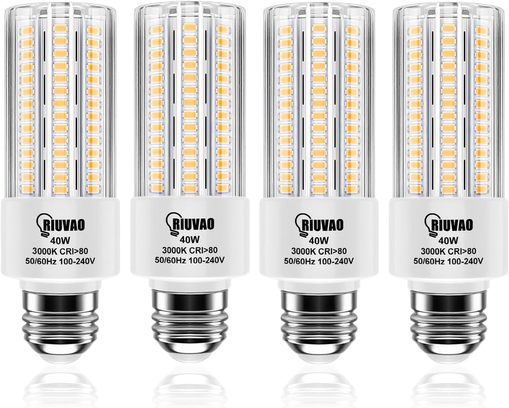 4pcs LED Light Bulb 5000LM 300w Equivalent Super Bright 3000K Warm Daylight White 40W LEDs Bulb E26/E27 Medium Base
