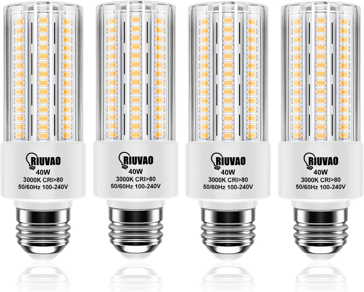 4pcs LED Light Bulb 5000LM 300w Equivalent Super Bright 3000K Warm Daylight White 40W LEDs Bulb E26/E27 Medium Base