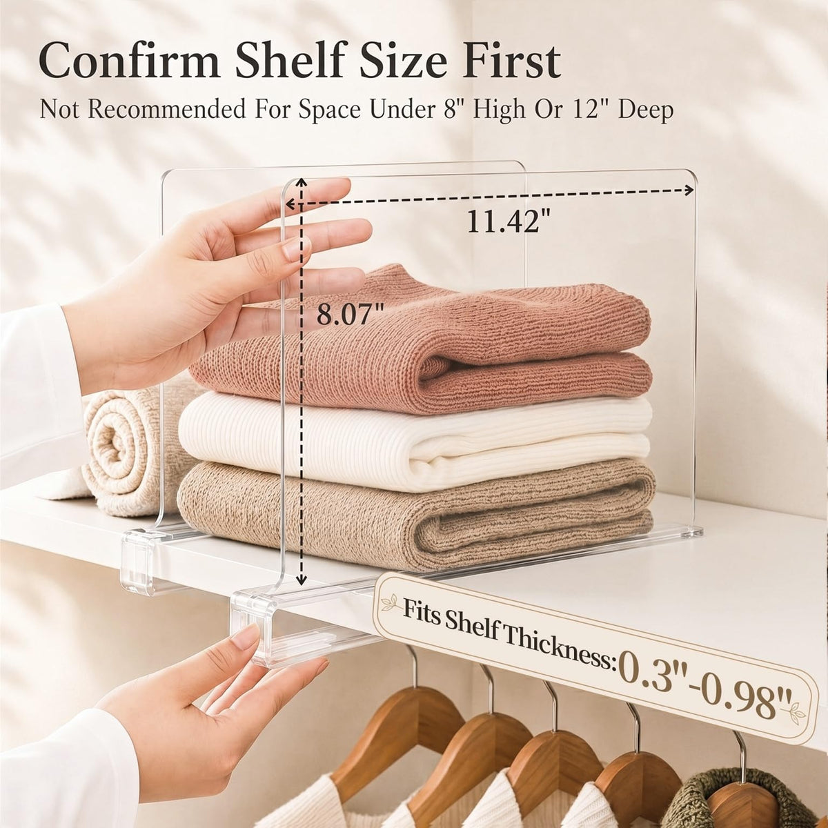 Shelf Dividers Purse Organizer for Closet: Acrylic Clear 16 Pack