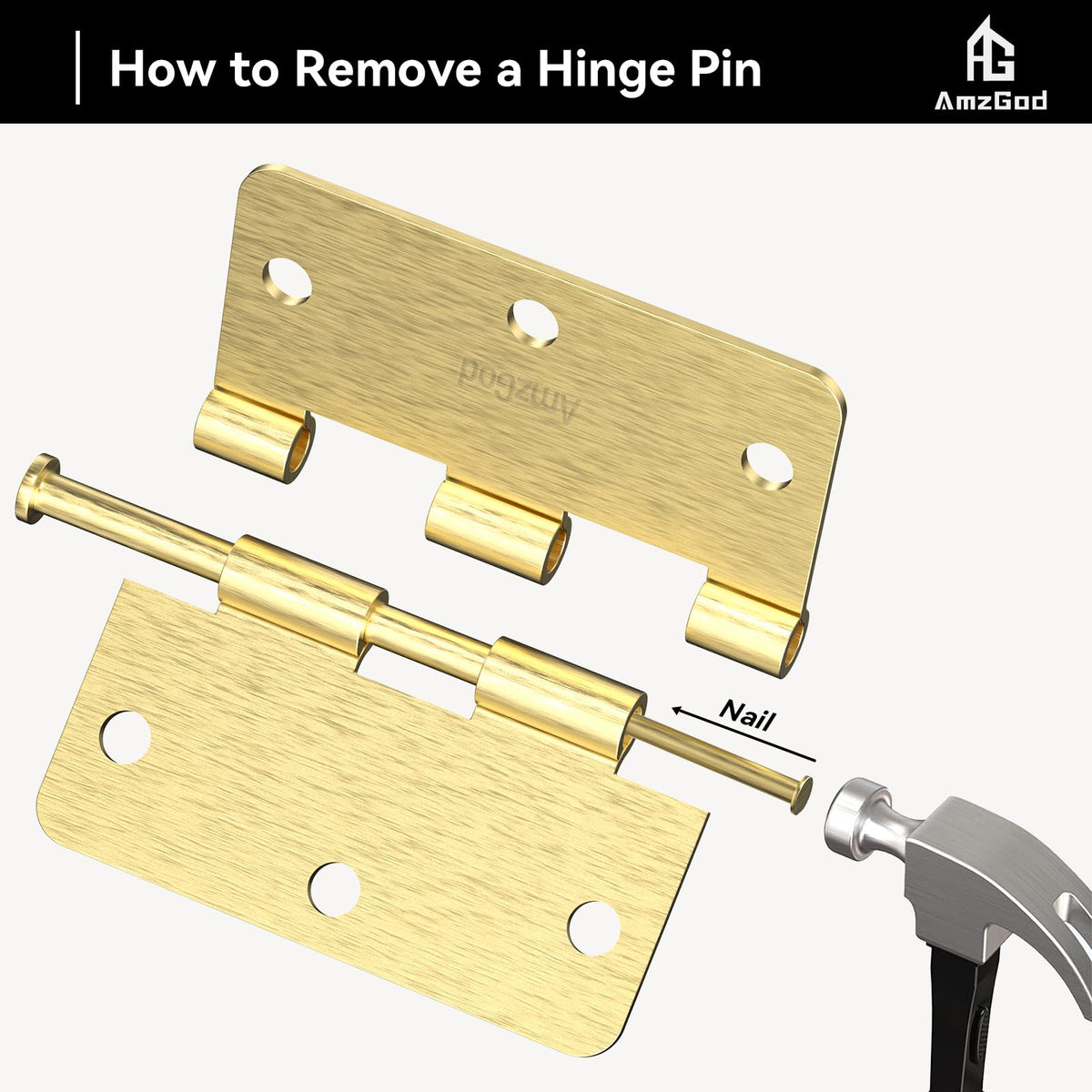Door Hinges Satin Brass - 18 Pack Gold Door Hinges 3.5 Inch Rounded Interior Door Hinge with 1/4" Radius - 3 1/2