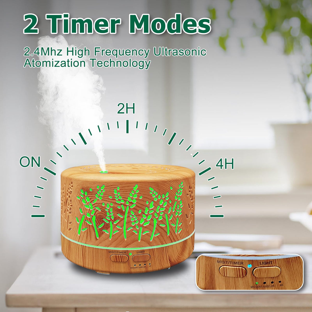 600ml Essential Oil Diffuser for Large Room, 20H Long Lasting Aromatherapy