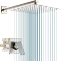 Shower Faucet Set Brushed Nickel Bathroom Rainfall 10 Inch Shower Head System Single Handle Shower Trim Kit with Valve