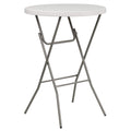 2.63 ft Plastic Round Folding Bar Table, Granite White