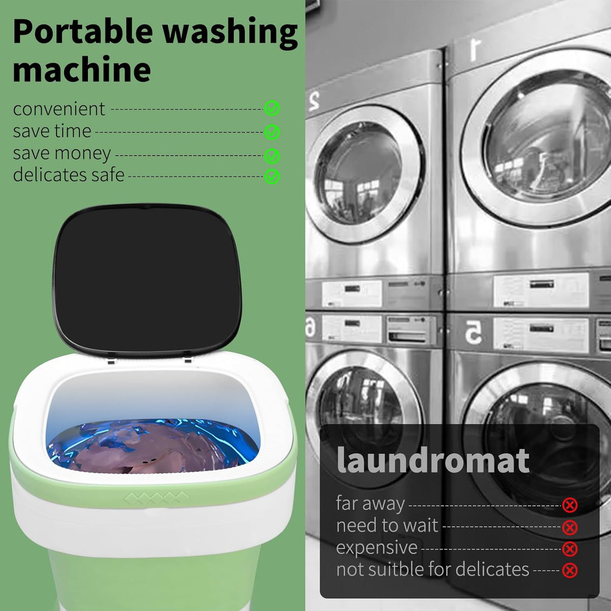 Portable Washing Machine, Mini 16L Upgraded with Spin Basket Laundry Machine, 3 Modes Deep Cleaning, Upgraded Small