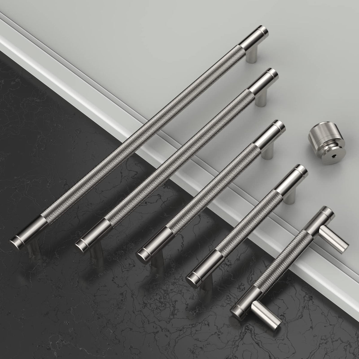 10 Pack Brushed Satin Nickel Knurled Cabinet Knobs Kitchen Cabinet Pulls for Drawer Dresser, Cupboard and Wardrobe