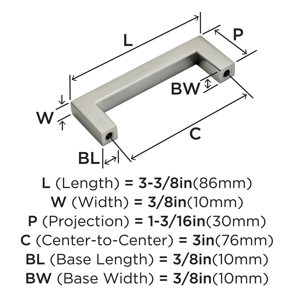 10 Pack 3" Monument Satin Nickel Drawer Pull