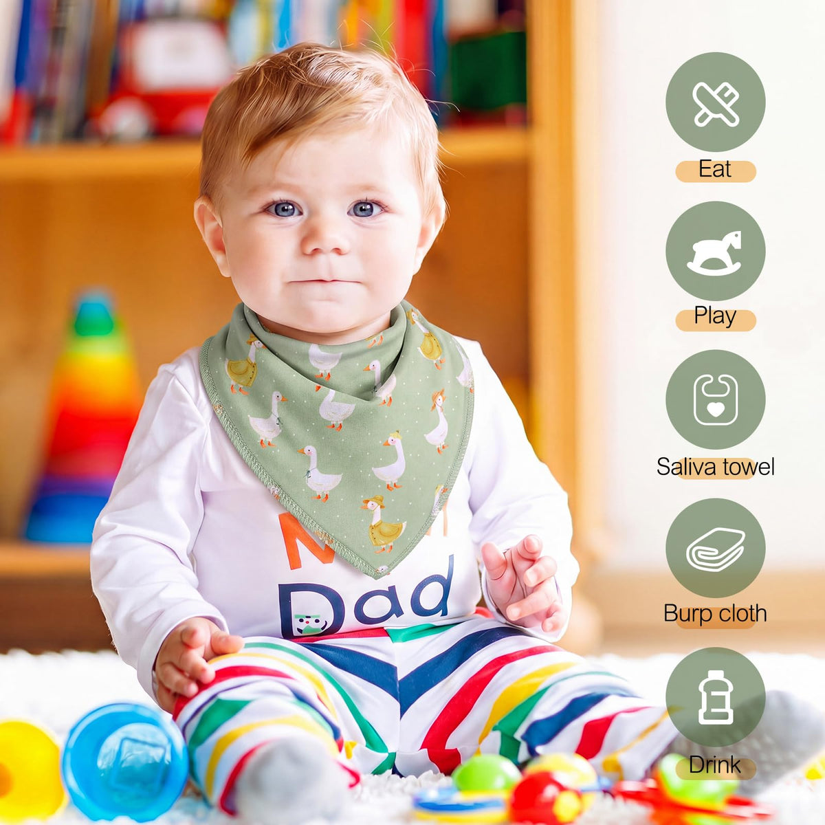 4 Pcs Goose Baby Bandana Bib Funny Goose Cotton