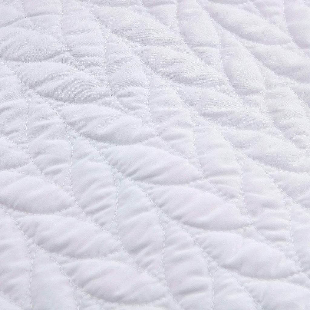 Quilt Set White Lightweight Bedspread Soft Reversible Coverlet for All Season 2pcs Leaf Embroidered Quilted