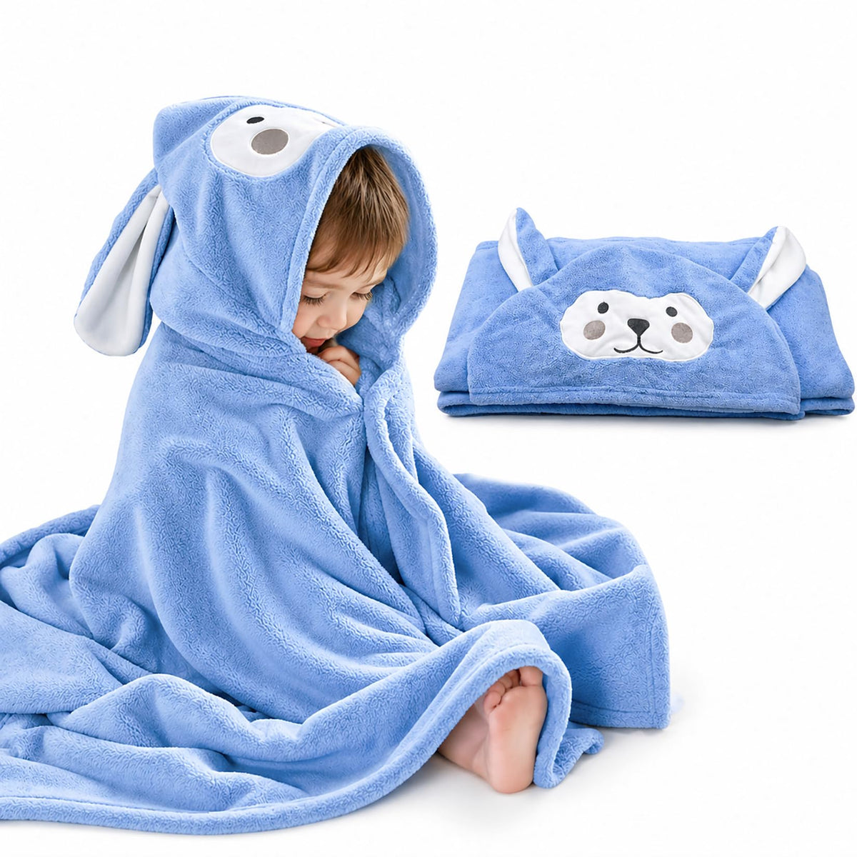 Baby Bath Towel Hooded Ultra Soft Towel Highly Absorbent Bathrobe Blanket Toddlers Shower Gifts for Boys Girls-27.5"