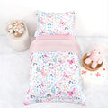 Toddler Bedding Set for Girls 4 Pieces Butterfly, Soft Breathable Toddler Comforter Set, Flower Print, Includes