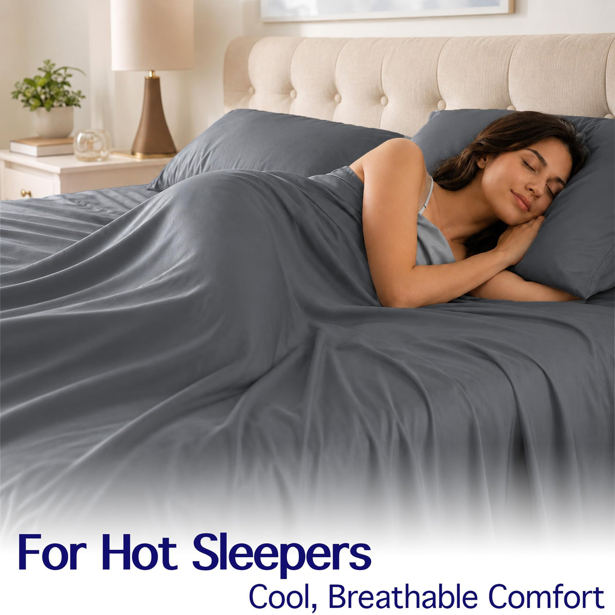 100% Viscose from Bamboo Sheets, Deep Gray 4-Piece