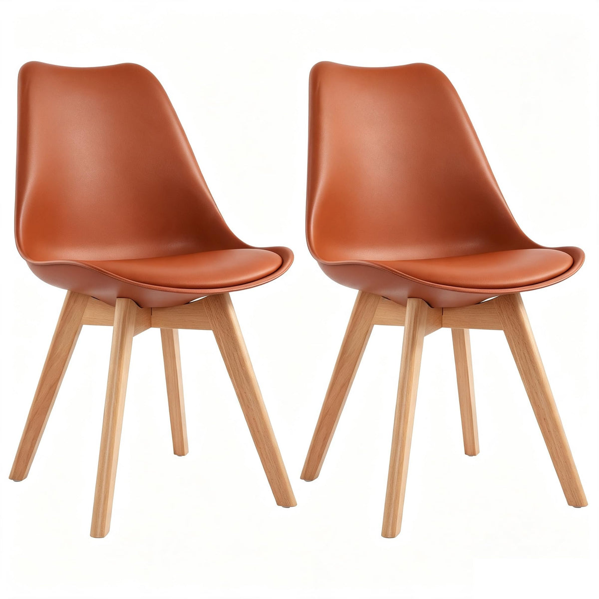 Mid Century Modern Dining Chairs, Shell Lounge Plastic Side Chair with Soft Padded and Wooden Legs Living Room Bedroom