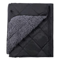Large Camping Blanket with Sherpa Lining, Black 59"x50"