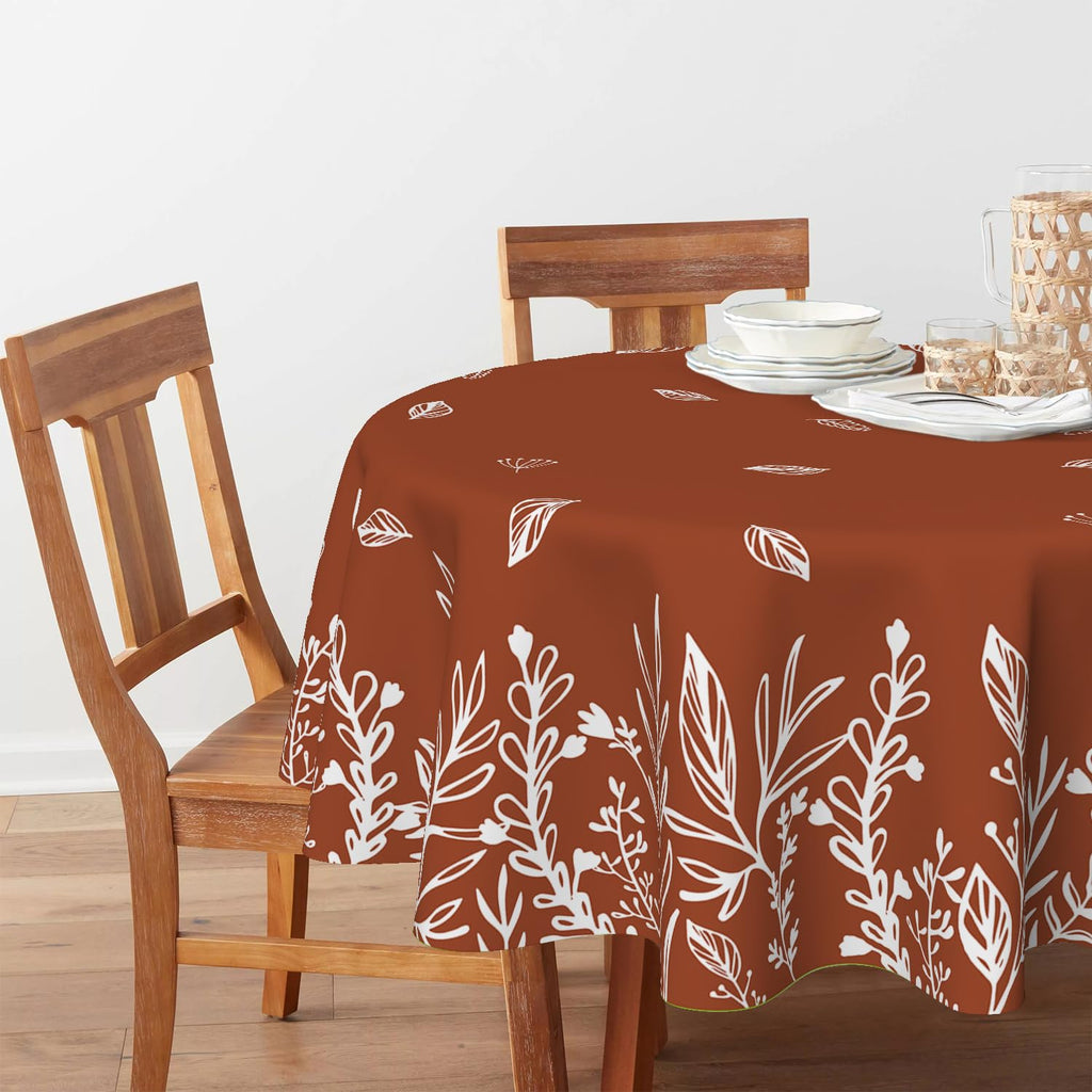 Fall Tablecloth 90 x 90 Inch Round Thanksgiving Wild Flowers