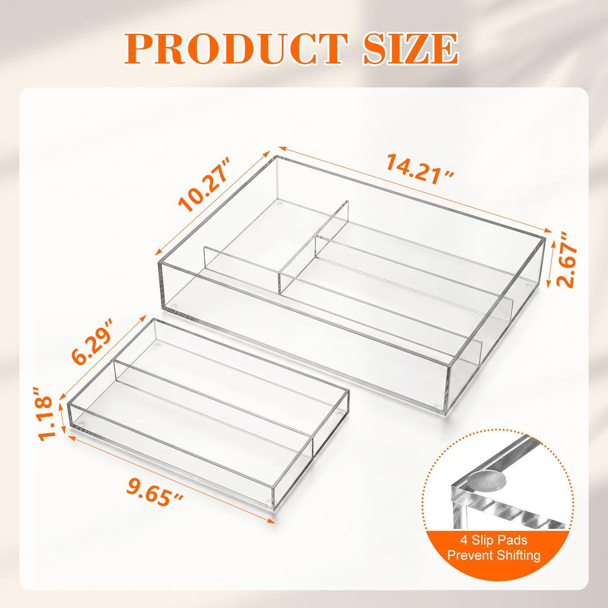 2 Layer Acrylic Deep Kitchen Utensil Drawer Organizer for Flatware Utensils