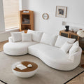 122.8" Curved Sofa, Cream Modern Boucle Modular Sectional Sofa Set 4 Seat Upholstered Couch