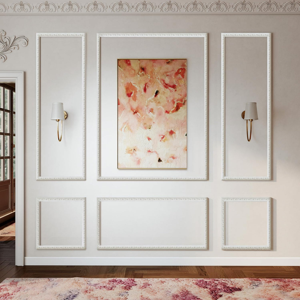 Peel and Stick Wall Molding Kit, 6 Pre-Cut Wainscoting Panels, White