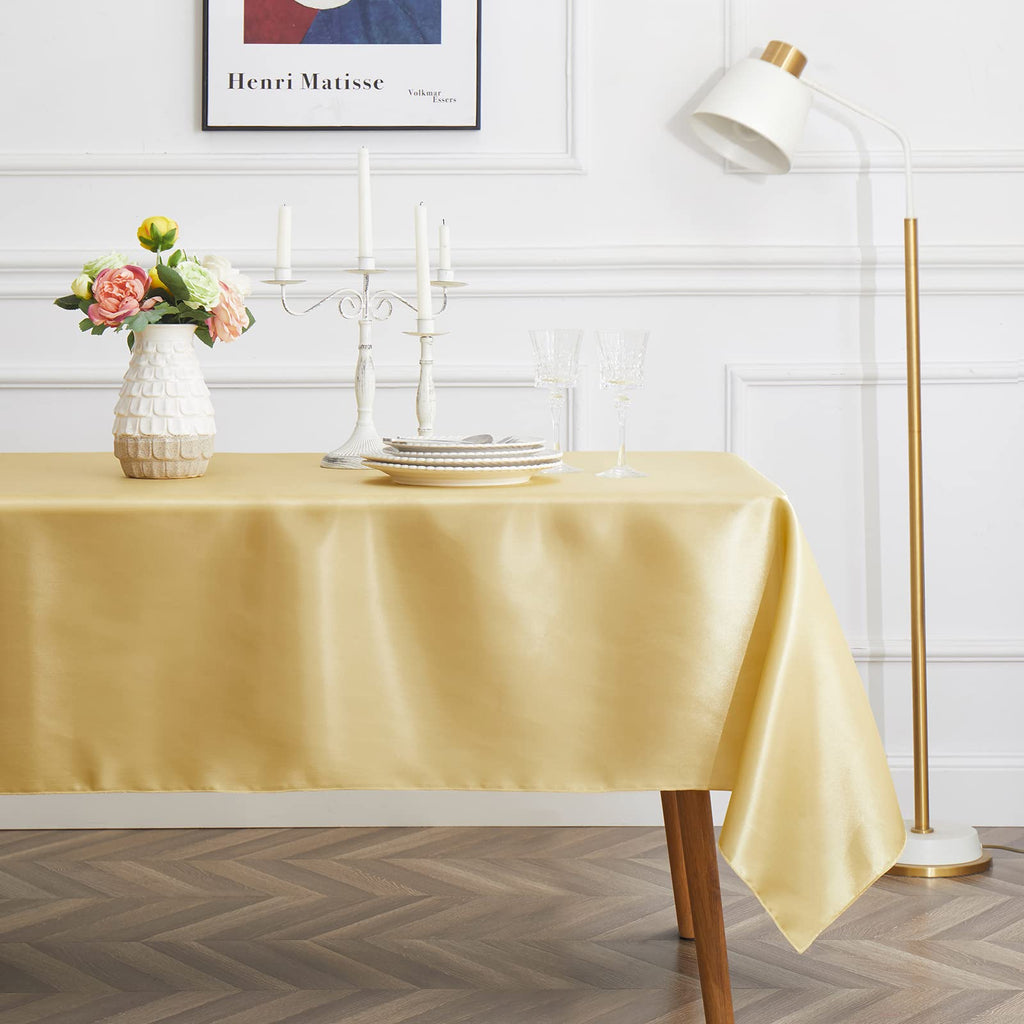 4 Pack Gold Satin Tablecloth, 58 x 102 Inches, Rectangle