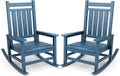 Outdoor Rocking Chair Set of 2, HDPE Rocker for Adults, Blue | 21.1" Widened Seat adds Extra Comfort, Oversized