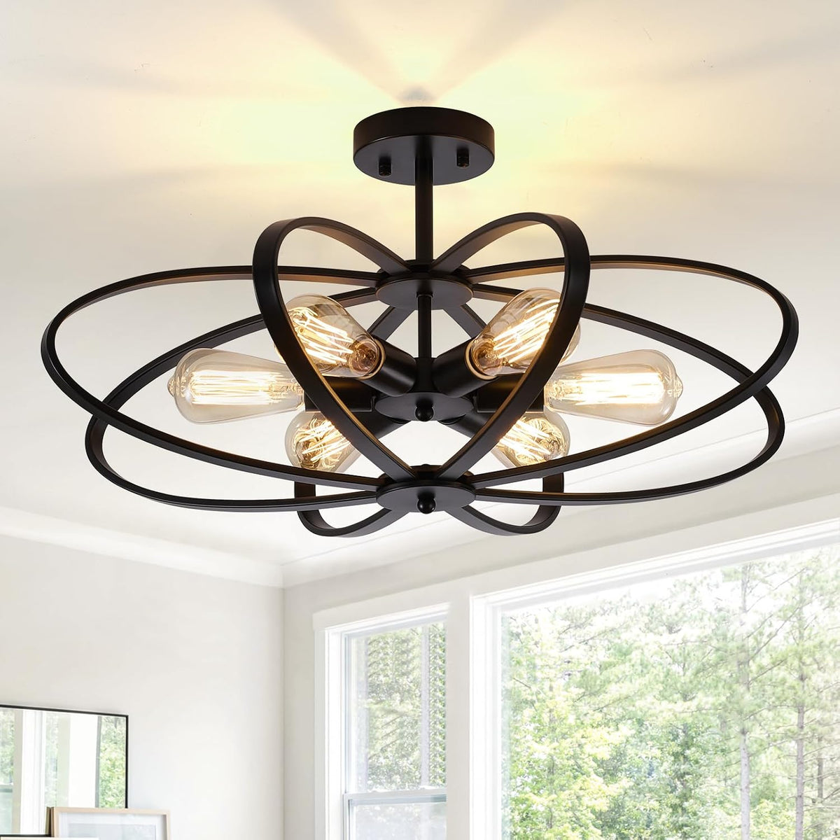 Semi-Flush Mount Chandelier Ceiling Light Fixture for Bedrooms and Dining Rooms
