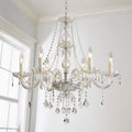 Six-Light Modern K9 Crystal Chandelier with Faceted Teardrop Accents