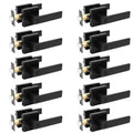 10 Pack Matte Black Privacy Door Lever , Keyless Square Locking Door Handle, Heavy Duty Interior Door Handle