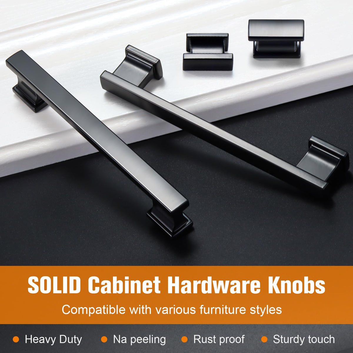 20 Pack Square Matte Black Cabinet Pulls, 7 Inch(178mm) Hole Centers Kitchen Cabinet Handles Drawer Pulls Kitchen